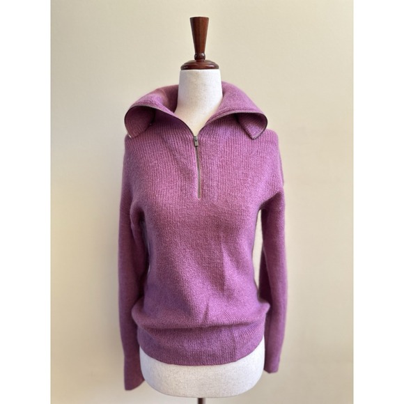 Vince Sweaters - $475 VINCE Half-Zipped Ribbed Wool Mohair Blend Pullover Sweater In Camelia
